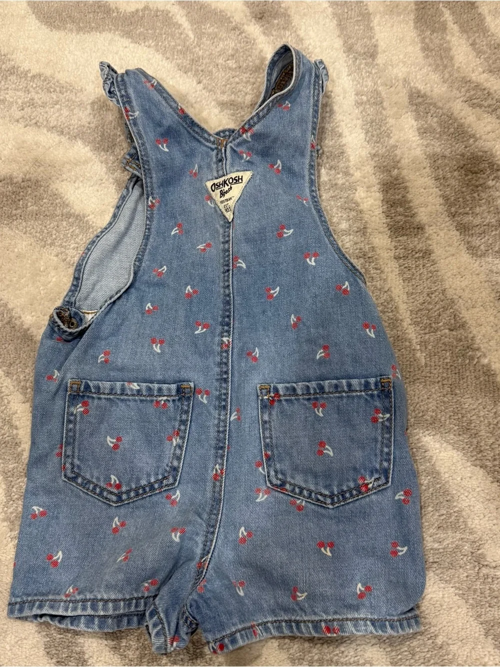 Osh Kosh B’Gosh Girls 24 months Shortall Denim Cherry Romper.